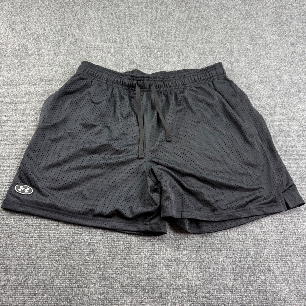 Under Armour Mesh Shorts Large Black Drawstring Athletic Mens
